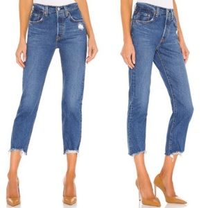 Levi's Premium 501 Original Jeans Denim Cropped High Rise Straight Blue …